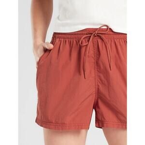 Athleta Expedition Short Drawstring Elastic Waist Hiking Shorts Red Orange 4